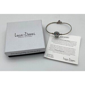 Luca + Danni Snow Globe Handmade Bangle Bracelet Silver Tone NEW in Box